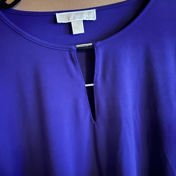 Michael Kors Women’s Long Sleeve V-Neck Purple Blouse LG - Picture 3 of 4